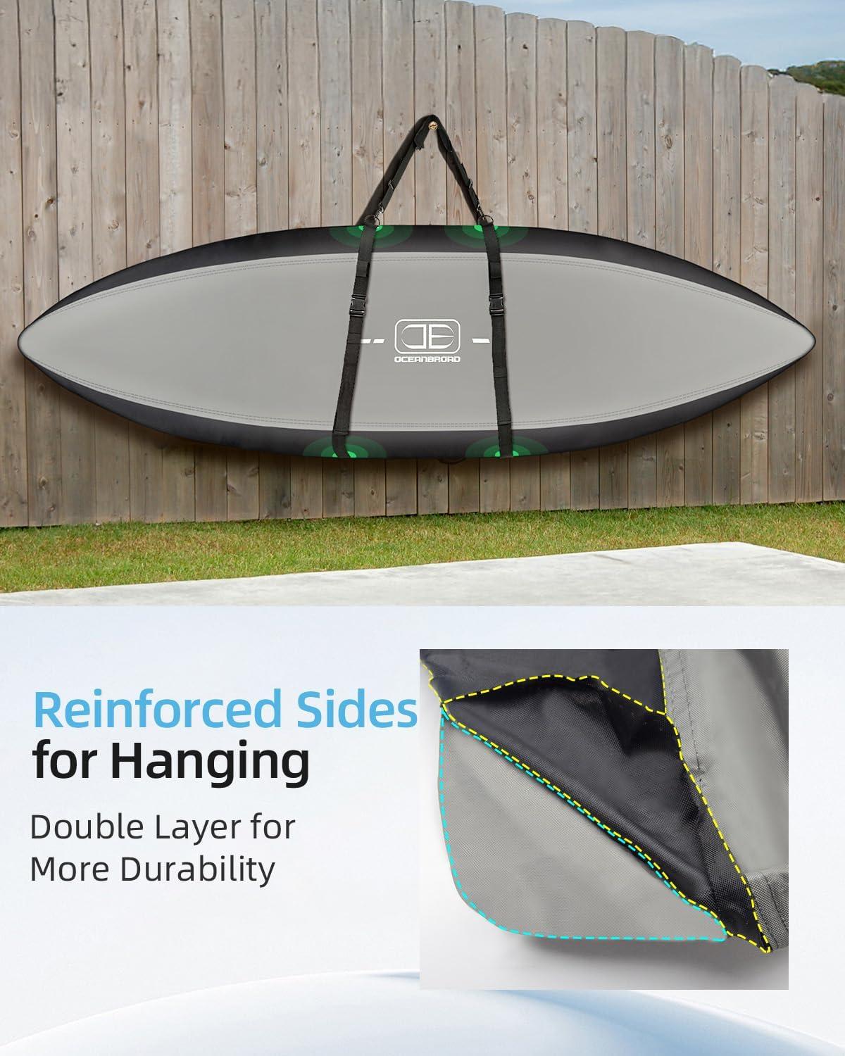 imageOCEANBROAD Kayak Cover WaterResistant UVResistant Kayak Canoe Fishing Boat Dust Covers for Outdoor Storage Suitable for 10812ft Length Up to 38in Width 300D Black420D GrayBlack