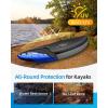 OCEANBROAD Kayak Cover, Water-Resistant UV-Resistant Kayak Canoe Fishing Boat Dust Covers for Outdoor Storage, Suitable for 10.8-12ft Length, Up to 38in Width, 300D Black(420D Black-Gray)