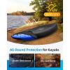 OCEANBROAD Kayak Cover, Water-Resistant UV-Resistant Kayak Canoe Fishing Boat Dust Covers for Outdoor Storage, Suitable for 10.8-12ft Length, Up to 38in Width, 300D Black(600D Black)