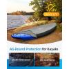 OCEANBROAD Kayak Cover, Water-Resistant UV-Resistant Kayak Canoe Fishing Boat Dust Covers for Outdoor Storage, Suitable for 10.8-12ft Length, Up to 38in Width, 300D Black(420D Gray-Black)