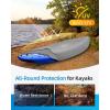 OCEANBROAD Kayak Cover, Water-Resistant UV-Resistant Kayak Canoe Fishing Boat Dust Covers for Outdoor Storage, Suitable for 10.8-12ft Length, Up to 38in Width, 300D Black(300D Gray)