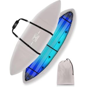 OCEANBROAD Kayak Cover, Water-Resistant UV-Resistant Kayak Canoe Fishing Boat Dust Covers for Outdoor Storage, Suitable for 10.8-12ft Length, Up to 38in Width, 300D Black(600D Gray)
