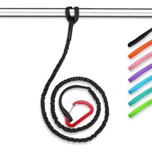 OCEANBROAD Kayak Paddle Leash Stretchable Strap Lanyard Rope for SUP Kayaking Boating Canoeing Fishing Pole Rod 4-7 Feet(Black)