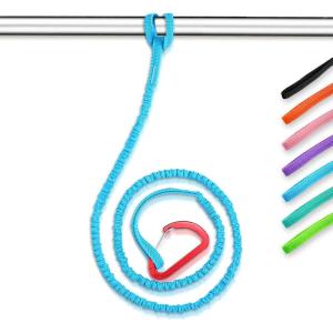 OCEANBROAD Kayak Paddle Leash Stretchable Strap Lanyard Rope for SUP Kayaking Boating Canoeing Fishing Pole Rod 4-7 Feet(Blue)