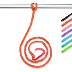 OCEANBROAD Kayak Paddle Leash Stretchable Strap Lanyard Rope for SUP Kayaking Boating Canoeing Fishing Pole Rod 4-7 Feet(Orange)