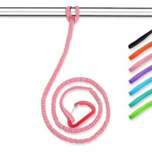 OCEANBROAD Kayak Paddle Leash Stretchable Strap Lanyard Rope for SUP Kayaking Boating Canoeing Fishing Pole Rod 4-7 Feet(Pink)