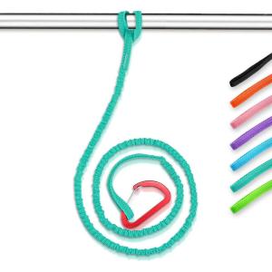OCEANBROAD Kayak Paddle Leash Stretchable Strap Lanyard Rope for SUP Kayaking Boating Canoeing Fishing Pole Rod 4-7 Feet(Teal)