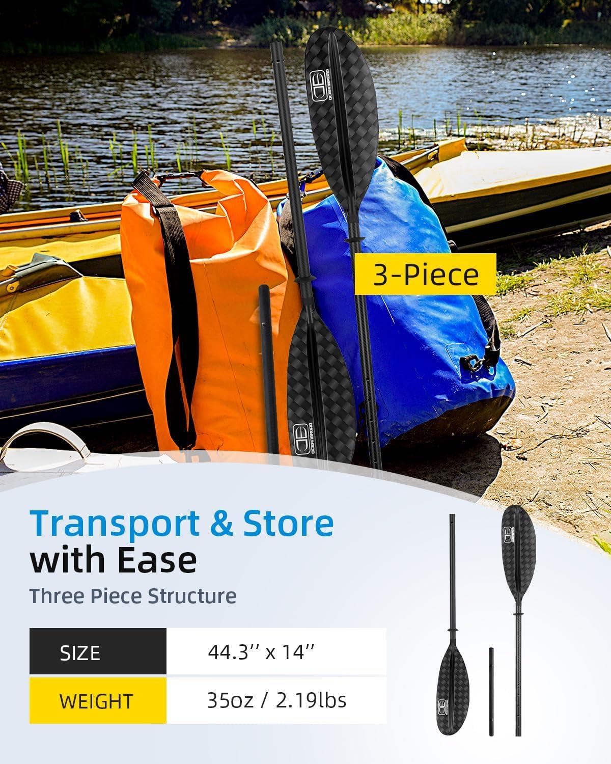 imageOCEANBROAD Adjustable Carbon Fiber Kayak Paddle 86in220cm to 94in240cm Kayaking Oar for Adults with Paddle Leash 1 Paddle12K Carbon Print
