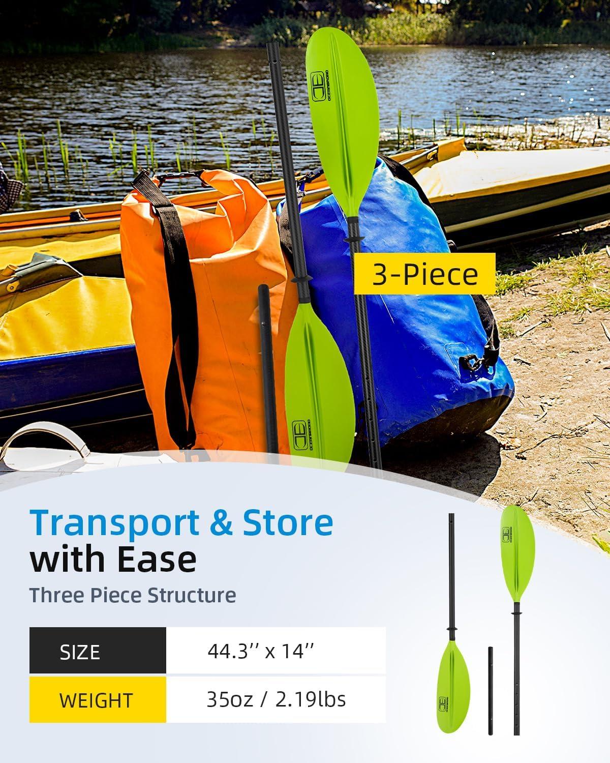 imageOCEANBROAD Adjustable Carbon Fiber Kayak Paddle 86in220cm to 94in240cm Kayaking Oar for Adults with Paddle Leash 1 PaddleGreen