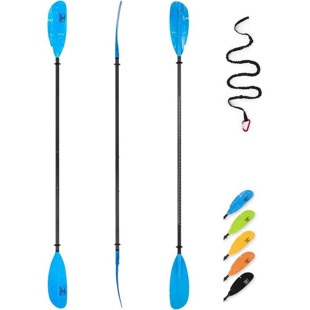 imageOCEANBROAD Adjustable Carbon Fishing Kayak Paddle 94in240cm98in250cm102in260cm Carbon Fiber Shaft with Paddle LeashBlue