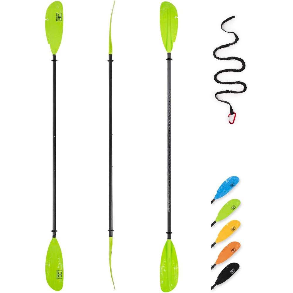 imageOCEANBROAD Adjustable Carbon Fishing Kayak Paddle 94in240cm98in250cm102in260cm Carbon Fiber Shaft with Paddle LeashGreen
