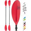 OCEANBROAD Adjustable Carbon Fiber Kayak Paddle 86in/220cm to 94in/240cm Kayaking Oar for Adults with Paddle Leash 1 Paddle(Red)