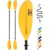 OCEANBROAD Adjustable Carbon Fiber Kayak Paddle 86in/220cm to 94in/240cm Kayaking Oar for Adults with Paddle Leash 1 Paddle(Yellow)
