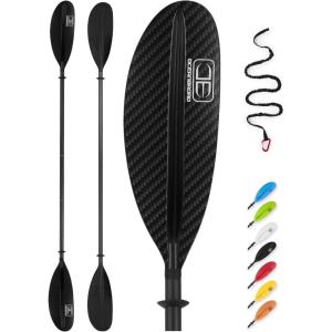 OCEANBROAD Adjustable Carbon Fiber Kayak Paddle 86in/220cm to 94in/240cm Kayaking Oar for Adults with Paddle Leash 1 Paddle(3K Carbon Print)