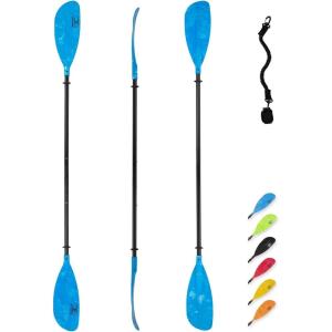 OCEANBROAD Adjustable Kayak Paddle 86in/220cm to 94in/240cm Kayaking Boating Canoeing Oar with Paddle Leash 1 Paddle(Blue)