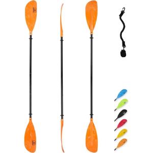 OCEANBROAD Adjustable Kayak Paddle 86in/220cm to 94in/240cm Kayaking Boating Canoeing Oar with Paddle Leash 1 Paddle(Orange)
