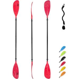 OCEANBROAD Adjustable Kayak Paddle 86in/220cm to 94in/240cm Kayaking Boating Canoeing Oar with Paddle Leash 1 Paddle(Red)