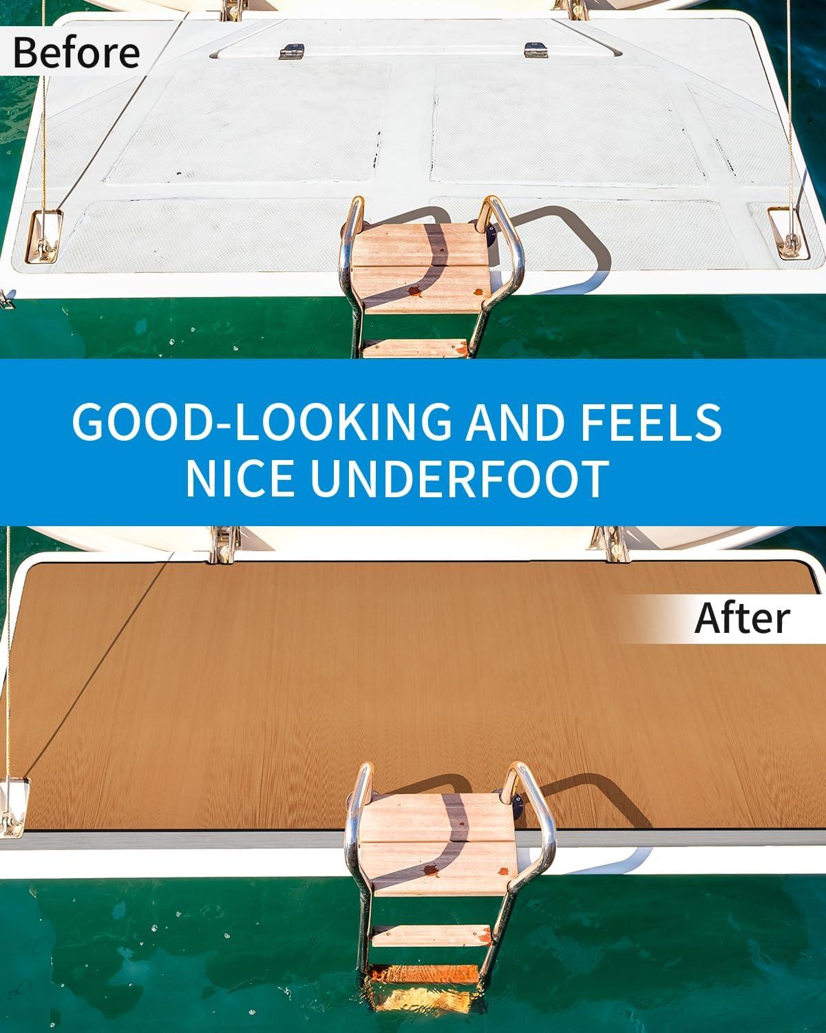 imageOCEANBROAD Brushed Boat Flooring 96x162353847 SelfAdhesive EVA Foam Sheet NonSlip Traction Pad for Boats Surfboard SUP Paddle Board Kayak Yacht Camel BrownDark GrayGrayCamoCamel Brown