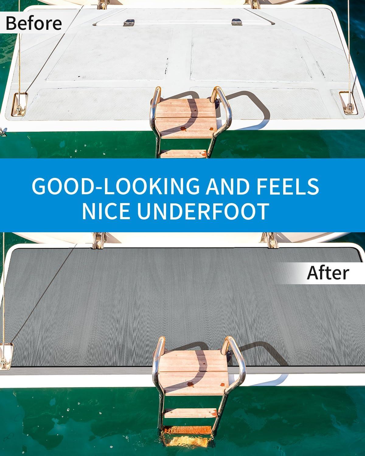 imageOCEANBROAD Brushed Boat Flooring 96x162353847 SelfAdhesive EVA Foam Sheet NonSlip Traction Pad for Boats Surfboard SUP Paddle Board Kayak Yacht Camel BrownDark GrayGrayCamoGray