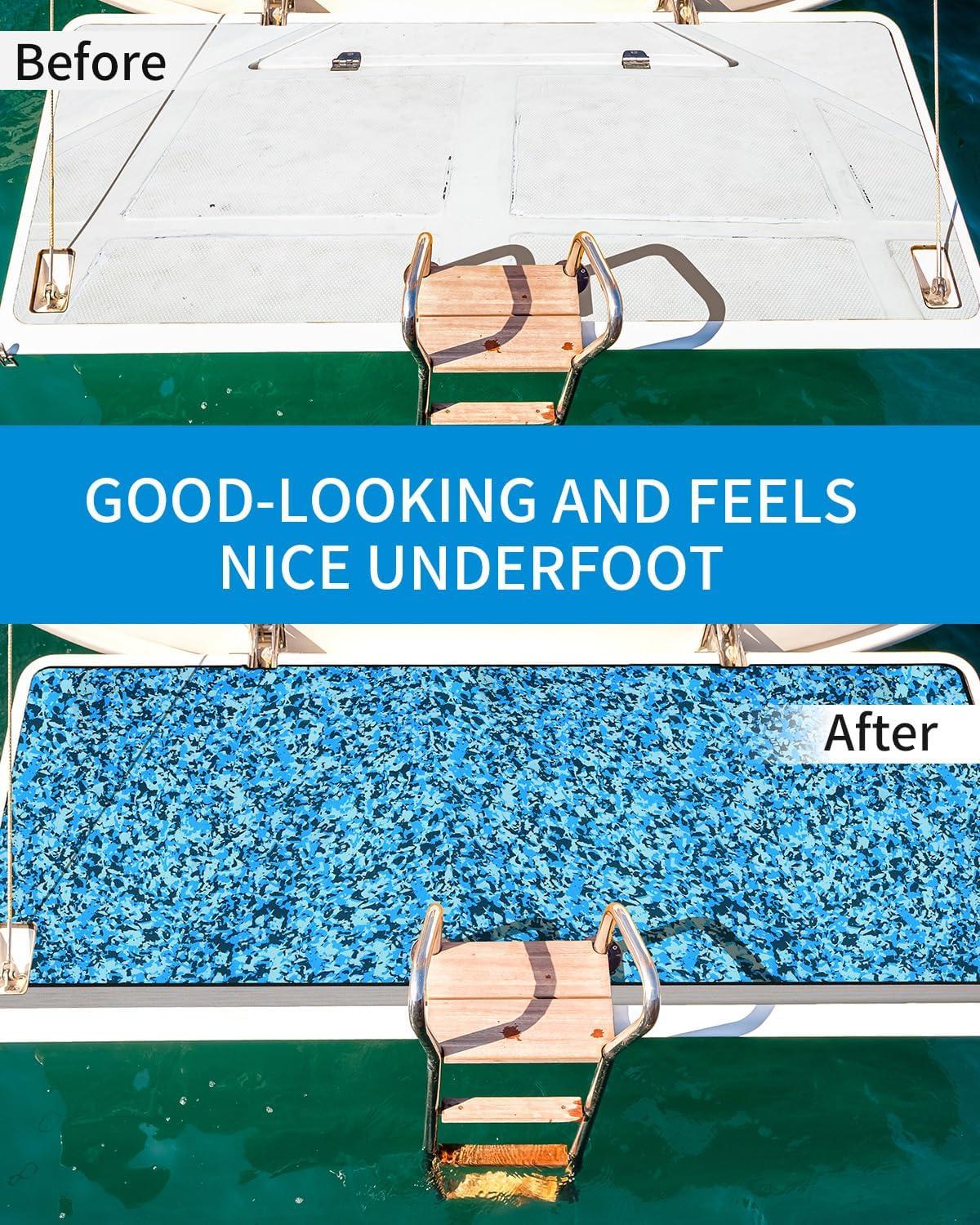 imageOCEANBROAD Brushed Boat Flooring 96x162353847 SelfAdhesive EVA Foam Sheet NonSlip Traction Pad for Boats Surfboard SUP Paddle Board Kayak Yacht Camel BrownDark GrayGrayCamoCamo Blue