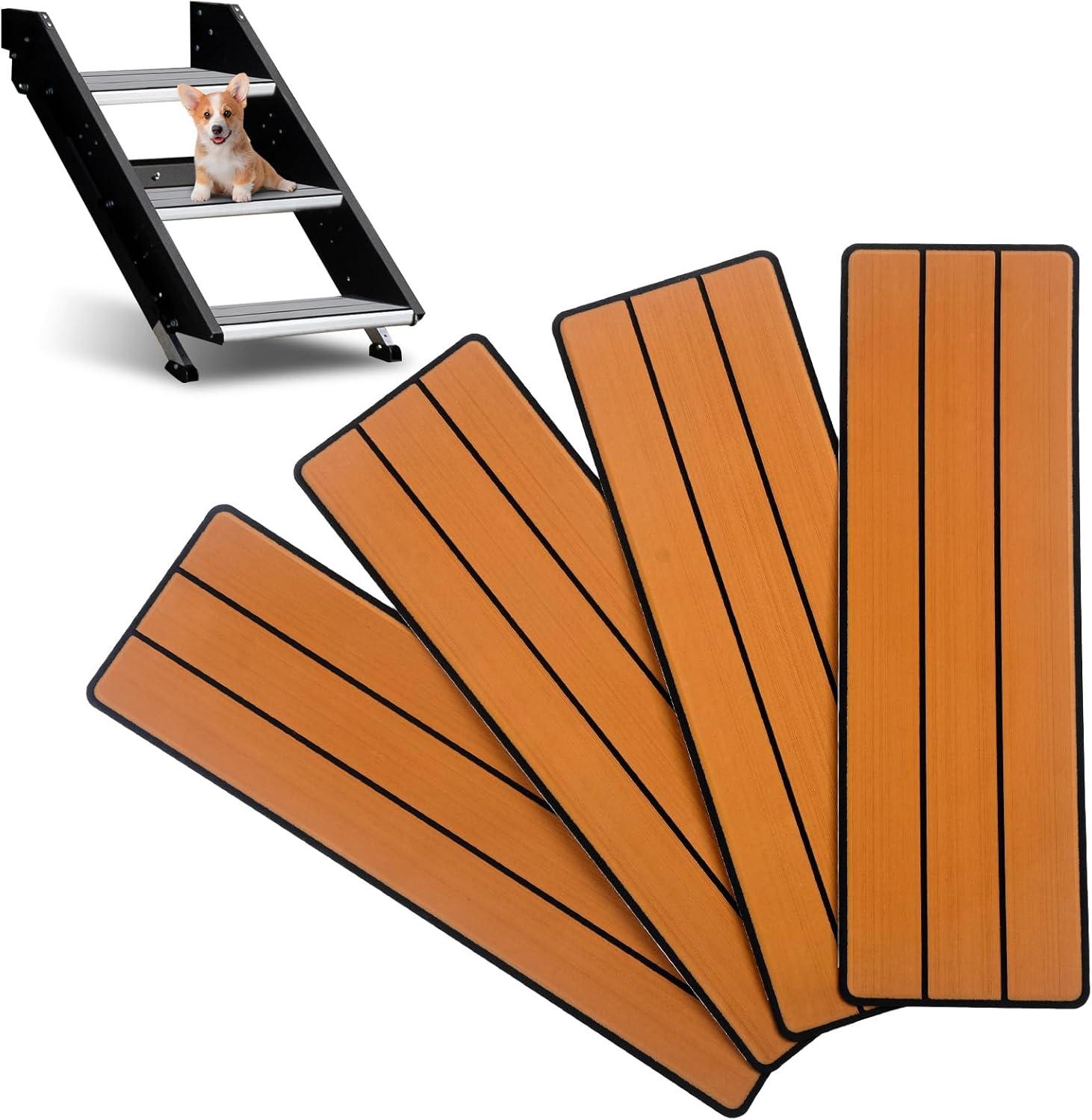 imageOCEANBROAD EVA Foam RV Step Cover 16L x 65W 4 Pack with Self Adhesive for Ladders Trailers Truck Campers Stair Treads Camouflage BlueBrown