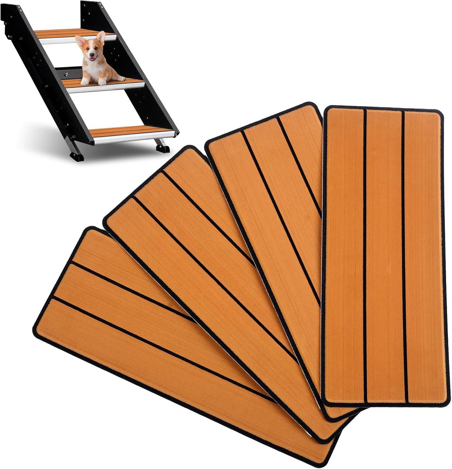 imageOCEANBROAD EVA Foam RV Step Cover 16L x 65W 4 Pack with Self Adhesive for Ladders Trailers Truck Campers Stair Treads Camouflage BlueBrown