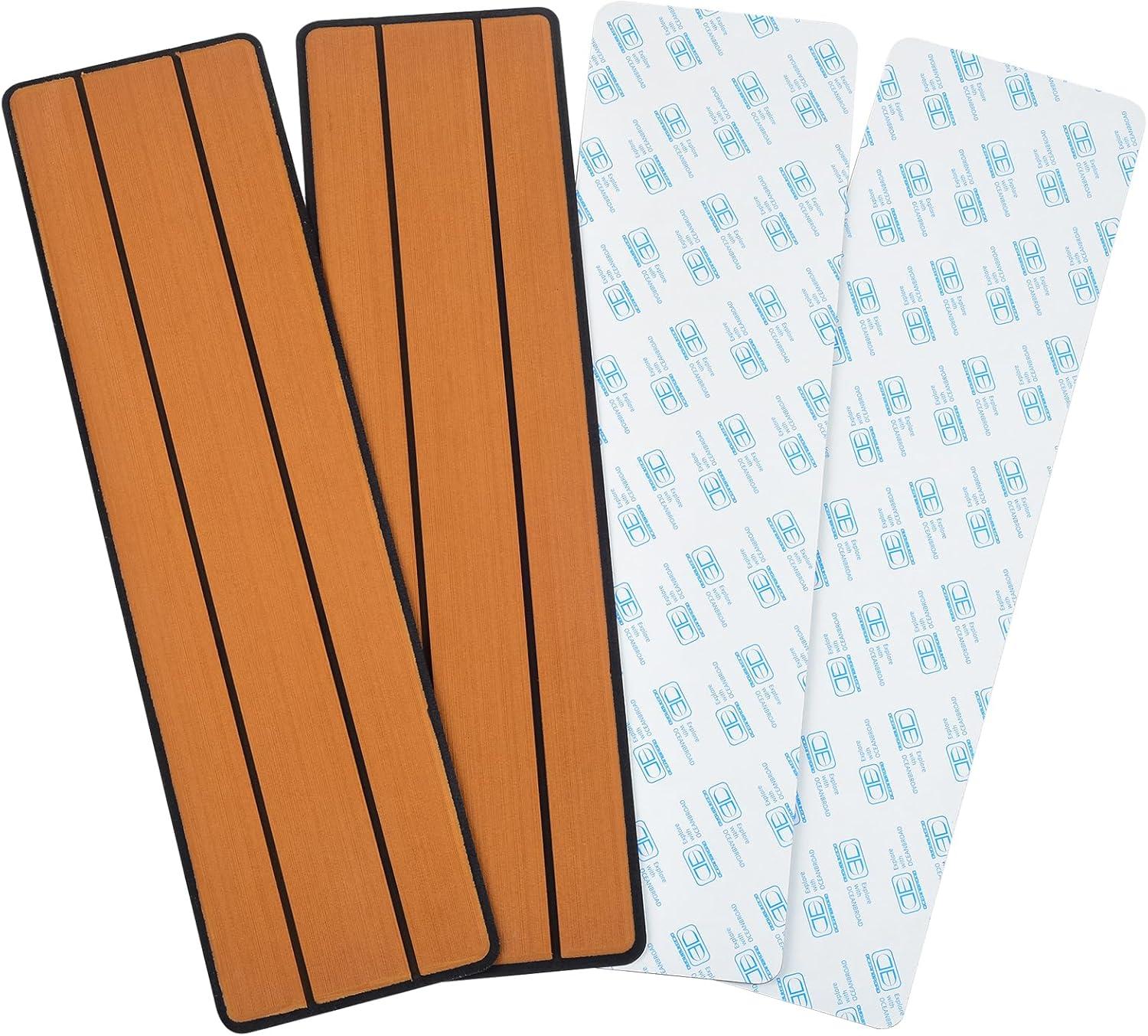 imageOCEANBROAD EVA Foam RV Step Cover 16L x 65W 4 Pack with Self Adhesive for Ladders Trailers Truck Campers Stair Treads Camouflage BlueBrown