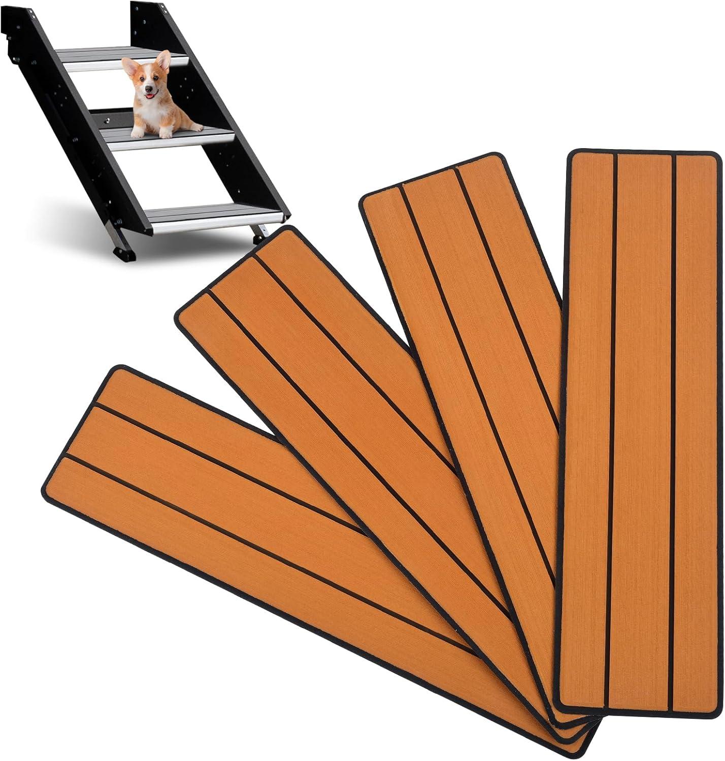 imageOCEANBROAD EVA Foam RV Step Cover 16L x 65W 4 Pack with Self Adhesive for Ladders Trailers Truck Campers Stair Treads Camouflage BlueBrown