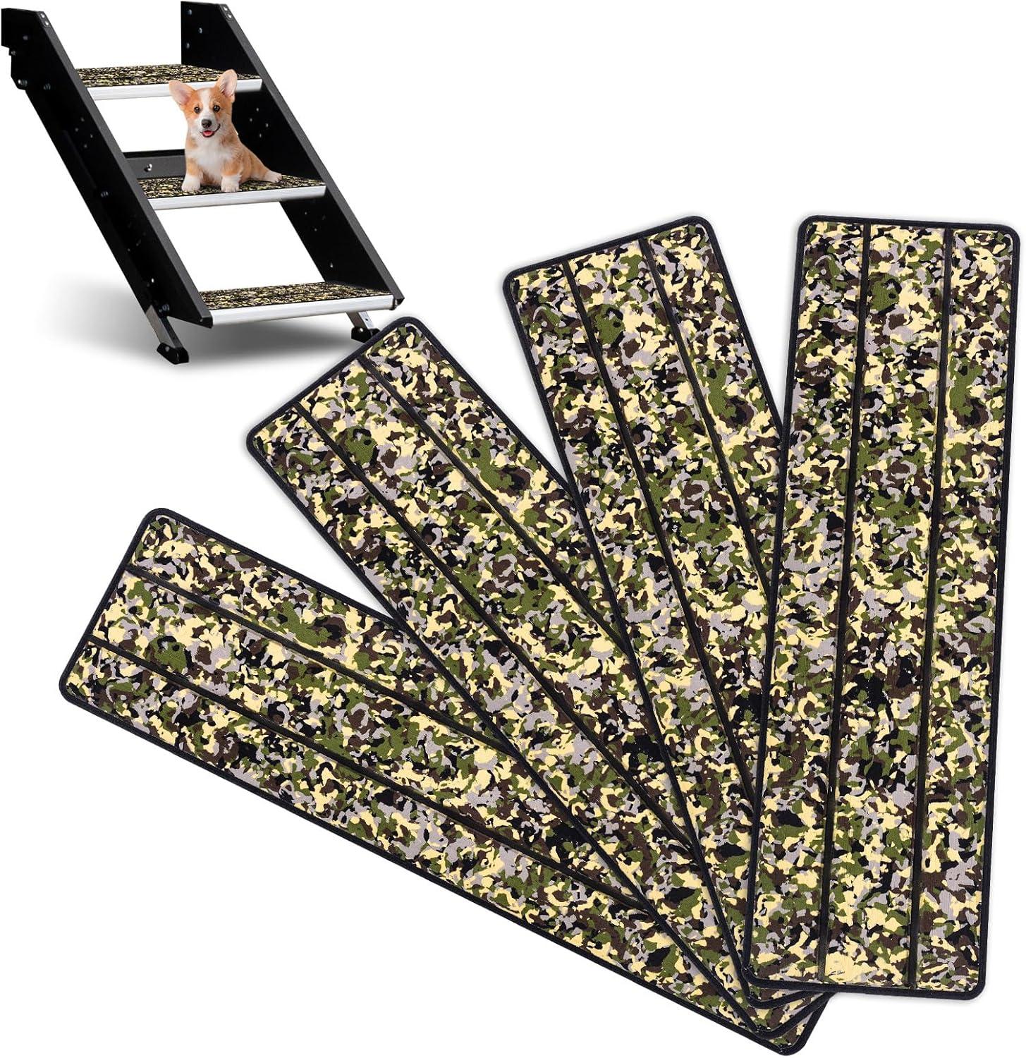 imageOCEANBROAD EVA Foam RV Step Cover 16L x 65W 4 Pack with Self Adhesive for Ladders Trailers Truck Campers Stair Treads Camouflage BlueCamo Green