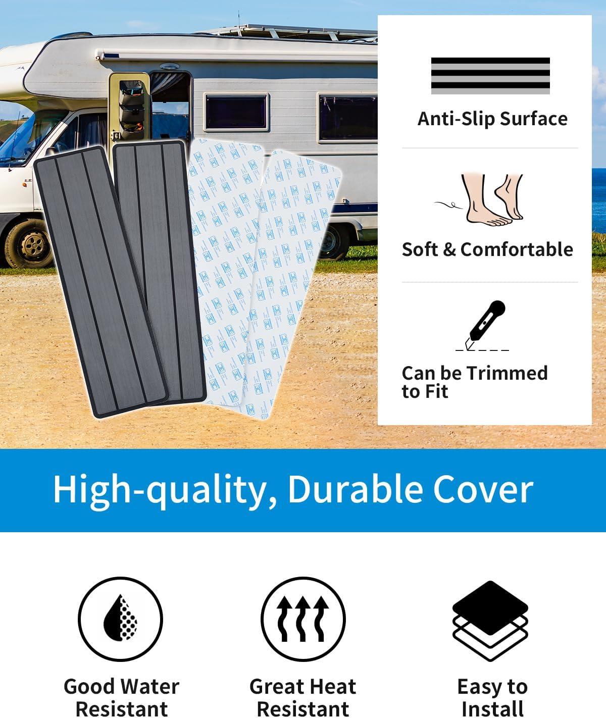 imageOCEANBROAD EVA Foam RV Step Cover 16L x 65W 4 Pack with Self Adhesive for Ladders Trailers Truck Campers Stair Treads Camouflage BlueDark Gray