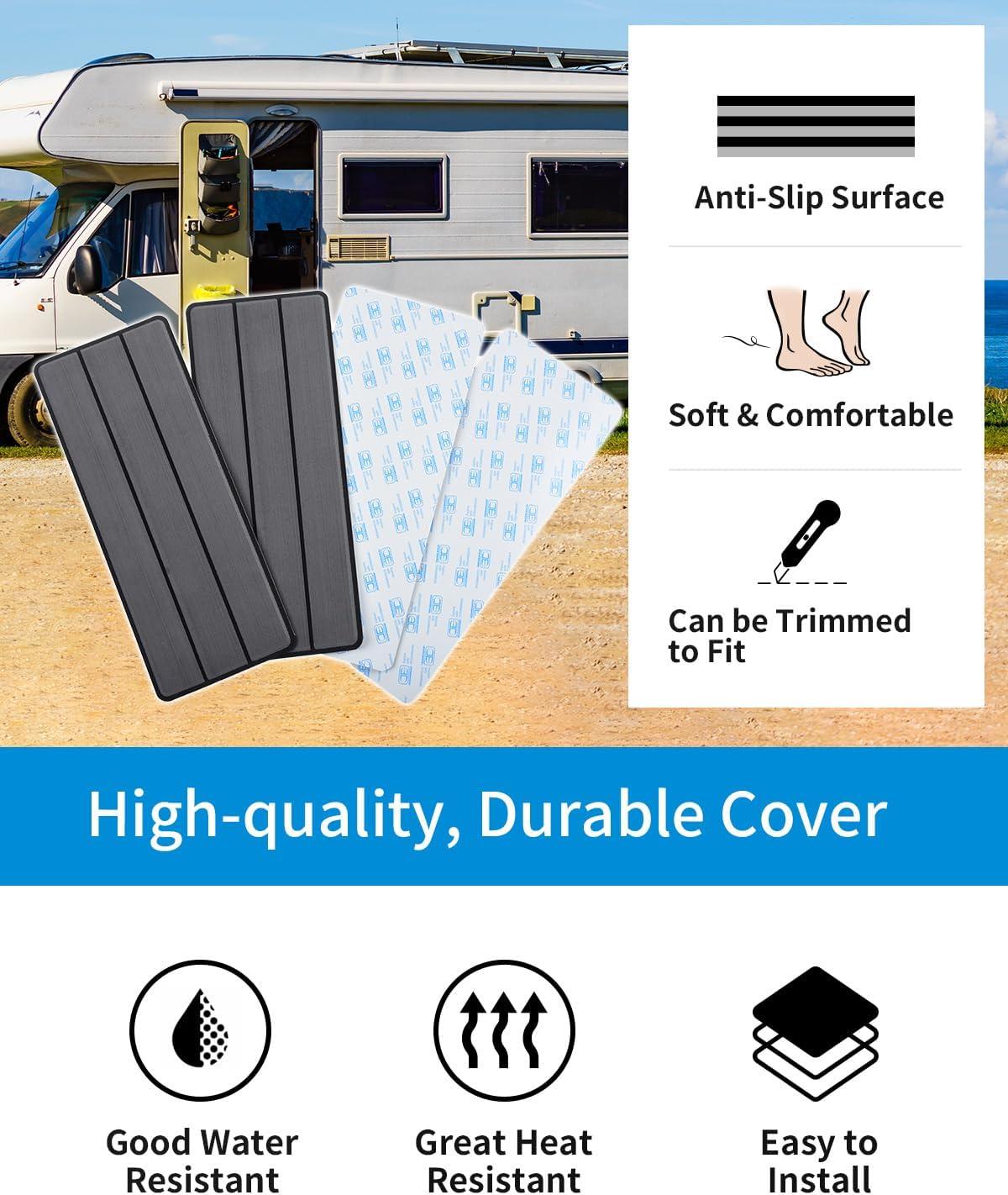 imageOCEANBROAD EVA Foam RV Step Cover 16L x 65W 4 Pack with Self Adhesive for Ladders Trailers Truck Campers Stair Treads Camouflage BlueDark Gray