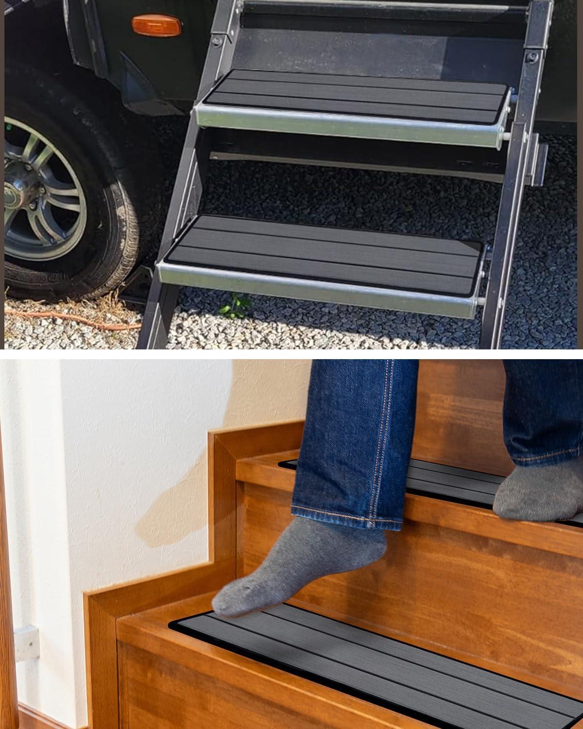 imageOCEANBROAD EVA Foam RV Step Cover 16L x 65W 4 Pack with Self Adhesive for Ladders Trailers Truck Campers Stair Treads Camouflage BlueDark Gray