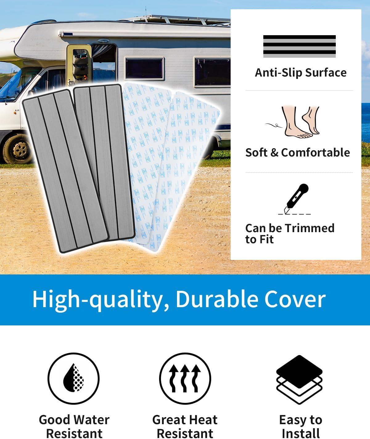 imageOCEANBROAD EVA Foam RV Step Cover 16L x 65W 4 Pack with Self Adhesive for Ladders Trailers Truck Campers Stair Treads Camouflage BlueGray