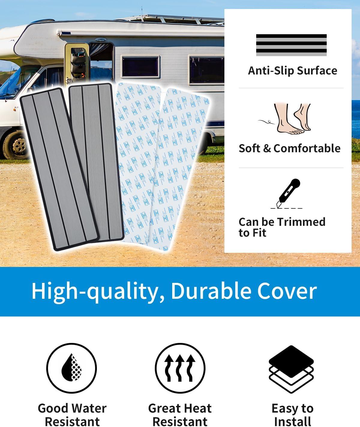 imageOCEANBROAD EVA Foam RV Step Cover 16L x 65W 4 Pack with Self Adhesive for Ladders Trailers Truck Campers Stair Treads Camouflage BlueGray