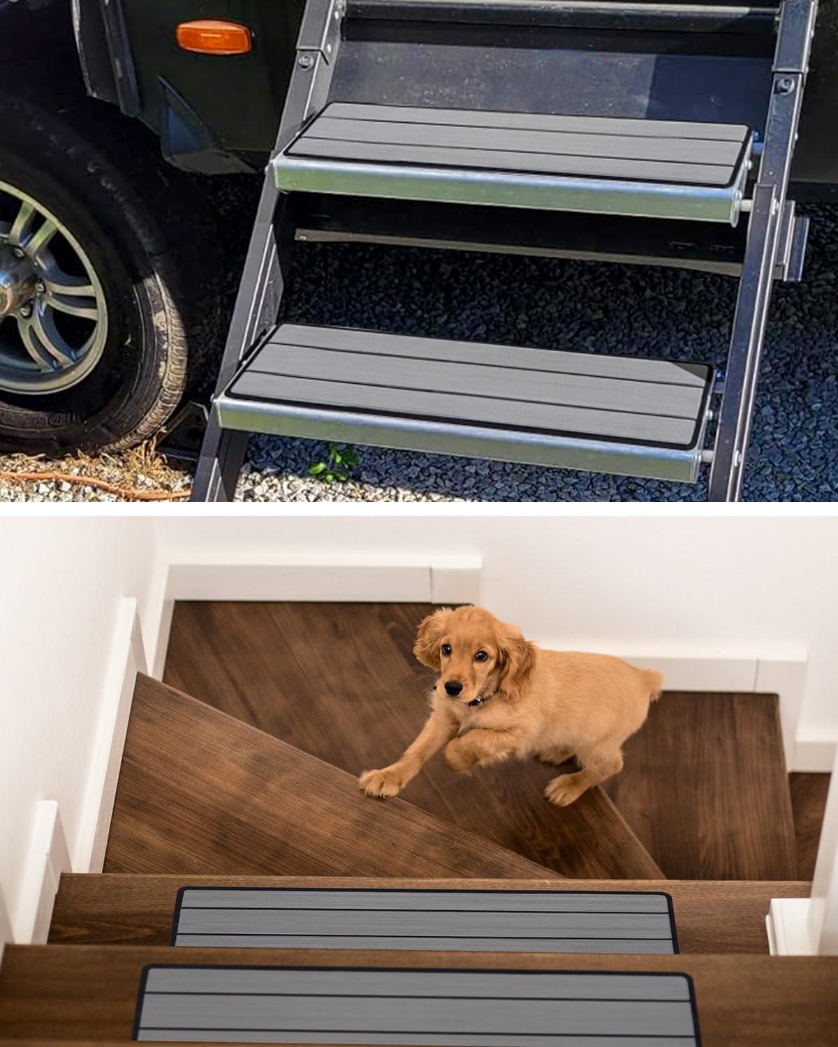 imageOCEANBROAD EVA Foam RV Step Cover 16L x 65W 4 Pack with Self Adhesive for Ladders Trailers Truck Campers Stair Treads Camouflage BlueGray