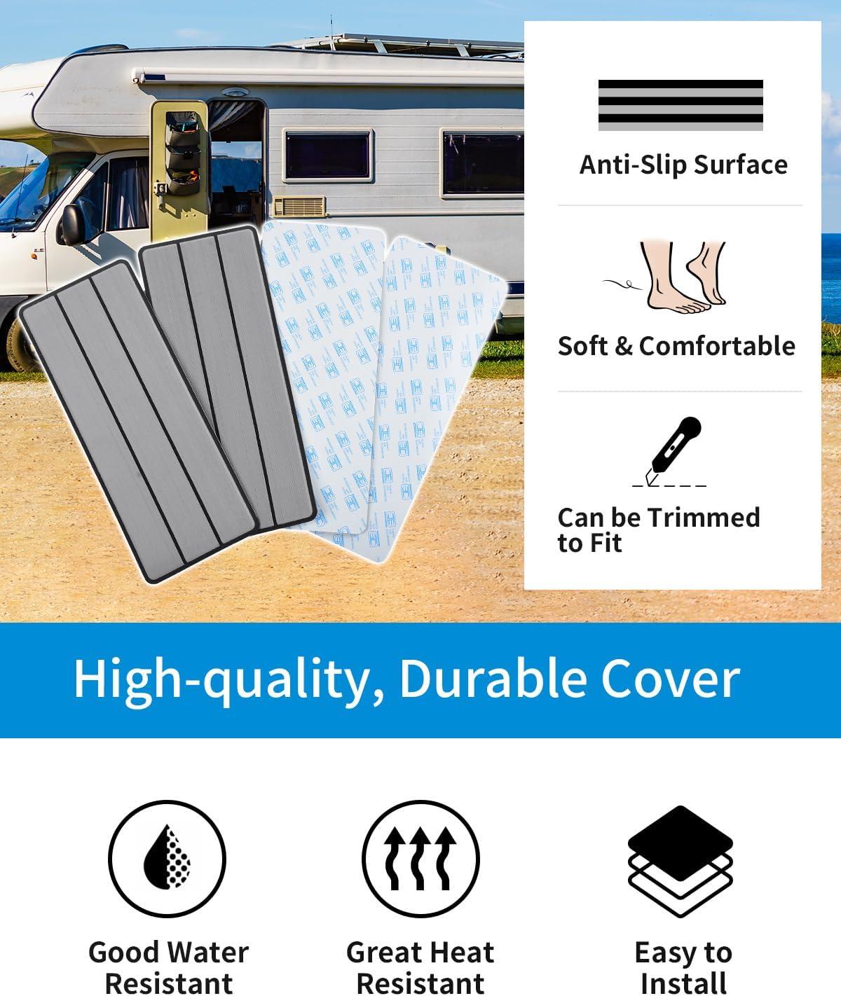 imageOCEANBROAD EVA Foam RV Step Cover 16L x 65W 4 Pack with Self Adhesive for Ladders Trailers Truck Campers Stair Treads Camouflage BlueGray