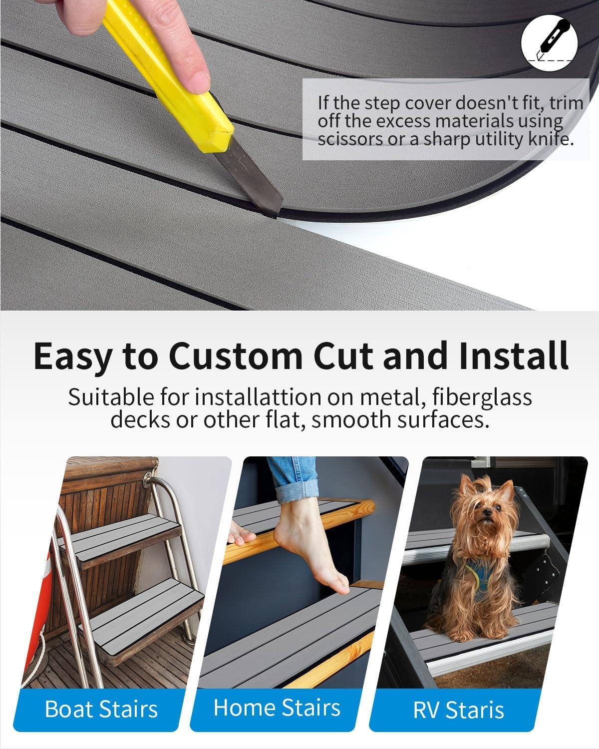imageOCEANBROAD EVA Foam RV Step Cover 16L x 65W 4 Pack with Self Adhesive for Ladders Trailers Truck Campers Stair Treads Camouflage BlueGray