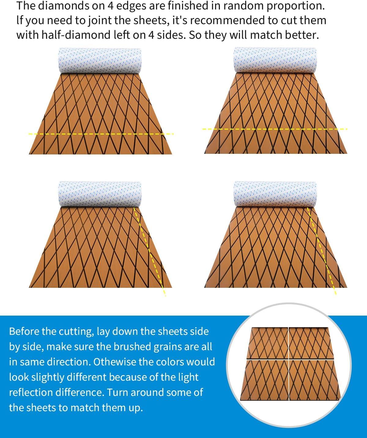 imageOCEANBROAD SelfAdhesive CNC Cut Diamond Pattern Boat Flooring EVA Foam Marine Boat Decking Sheet NonSlip Mat for Boats Yacht Helm Pad RV FloorGray with White Lines