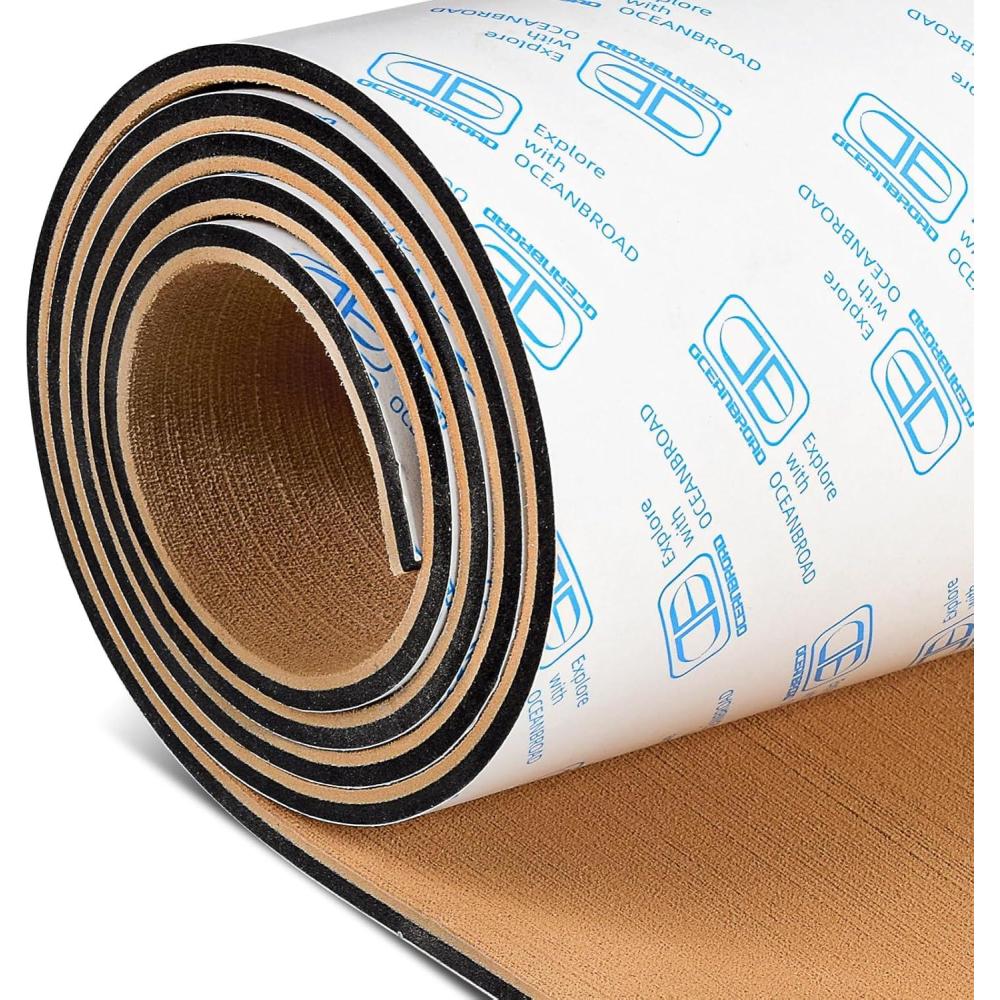 imageOCEANBROAD Brushed Boat Flooring 96x162353847 SelfAdhesive EVA Foam Sheet NonSlip Traction Pad for Boats Surfboard SUP Paddle Board Kayak Yacht Camel BrownDark GrayGrayCamoCamel Brown