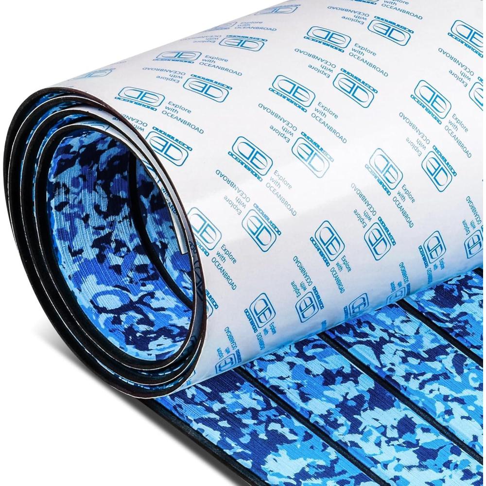 imageOCEANBROAD Camo Boat Flooring SelfAdhesive Backing Camouflage Decking 96x45636288168 48x168 EVA Foam SelfAdhesive NonSlip Marine Sheet for Boats Helm Pad RV FloorCamo Blue