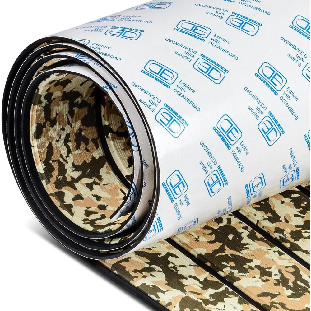 imageOCEANBROAD Camo Boat Flooring SelfAdhesive Backing Camouflage Decking 96x45636288168 48x168 EVA Foam SelfAdhesive NonSlip Marine Sheet for Boats Helm Pad RV FloorCamo Brown