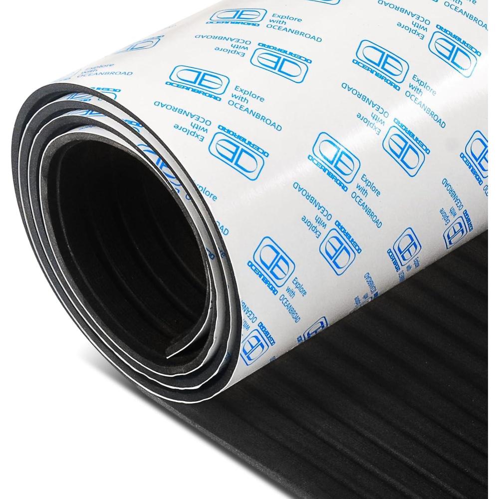 imageOCEANBROAD Camouflage Boat Flooring 96x162353847 Strip Cut Grooves SelfAdhesive EVA Foam Sheet NonSlip Traction Pad for Boats Decking Surfboard SUP Paddleboard KayakBlack