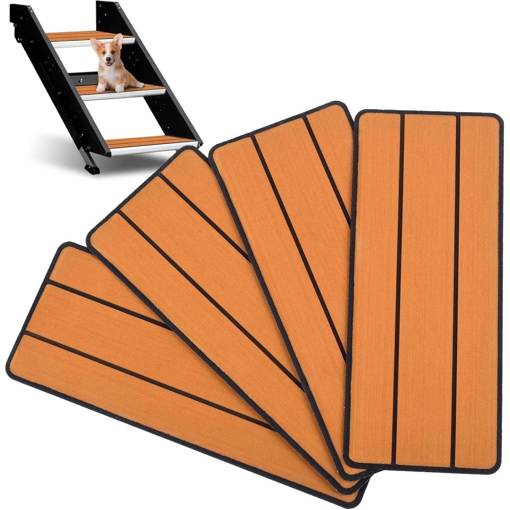 imageOCEANBROAD EVA Foam RV Step Cover 16L x 65W 4 Pack with Self Adhesive for Ladders Trailers Truck Campers Stair Treads Camouflage BlueBrown