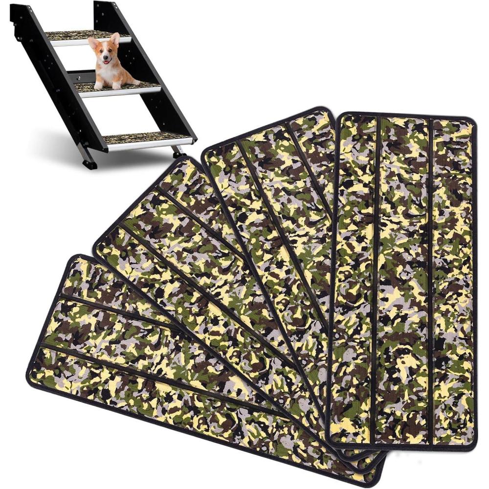 imageOCEANBROAD EVA Foam RV Step Cover 16L x 65W 4 Pack with Self Adhesive for Ladders Trailers Truck Campers Stair Treads Camouflage BlueCamo Green
