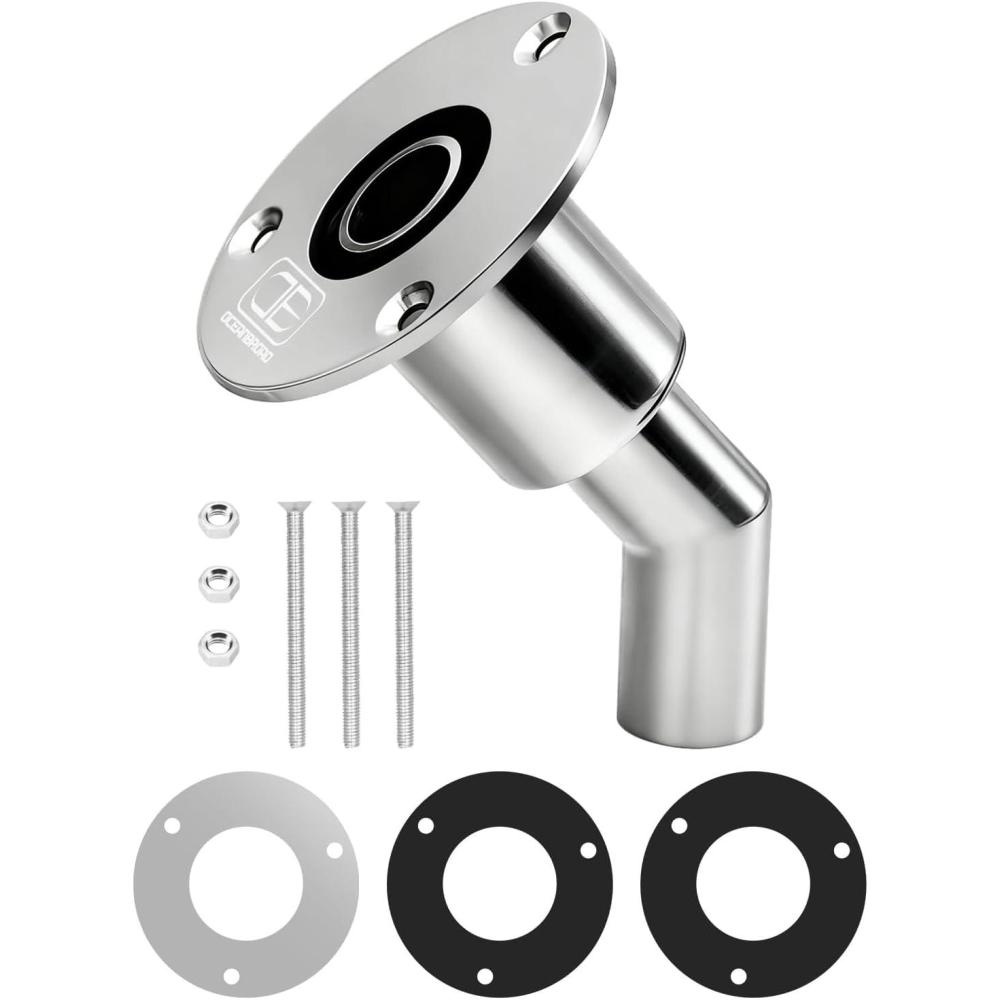 imageOCEANBROAD Stainless Steel 316 Thru Hull Exhaust Fitting 22mm24mm Hose Pipe Marine Exhaust Port for Webasto Planar Eberspacher Chinese Diesel Parking heaters with Bolts and Nuts24 mm