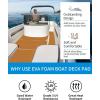 OCEANBROAD CNC Cut Hexagon Boat Flooring 96”x15”/45” Self-Adhesive EVA Foam Sheet Non-Slip Traction Pad Marine Grip Mat for Boats Surfboard SUP Paddle Board Yacht(Brown with Black Lines)