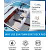 OCEANBROAD EVA Foam Boat Flooring with 3M Adhesive Backing Marine Self-Adhesive Decking 96”x45.6”/36”/28.8”/16.8”, 48”x16.8” Faux Teak Sheet for Jon Boats Swim Platform Helm Pad RV Floor(Gray with Blue Seam Lines)
