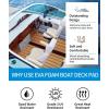 OCEANBROAD EVA Foam Boat Flooring with 3M Adhesive Backing Marine Self-Adhesive Decking 96”x45.6”/36”/28.8”/16.8”, 48”x16.8” Faux Teak Sheet for Jon Boats Swim Platform Helm Pad RV Floor(Camel Brown with Black Seam Lines)