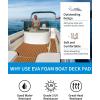 OCEANBROAD Self-Adhesive CNC Cut Diamond Pattern Boat Flooring EVA Foam Marine Boat Decking Sheet Non-Slip Mat for Boats Yacht Helm Pad RV Floor(Brown with Black Lines)