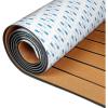 OCEANBROAD EVA Foam Boat Flooring with 3M Adhesive Backing Marine Self-Adhesive Decking 96”x45.6”/36”/28.8”/16.8”, 48”x16.8” Faux Teak Sheet for Jon Boats Swim Platform Helm Pad RV Floor(Brown with Black Seam Lines)